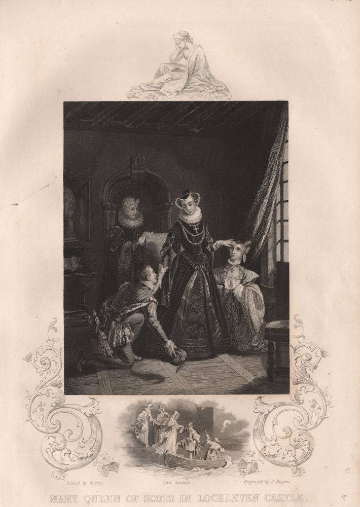 BRITISH HISTORY. Mary Queen of Scots in Loch Leven Castle. The Escape 1853